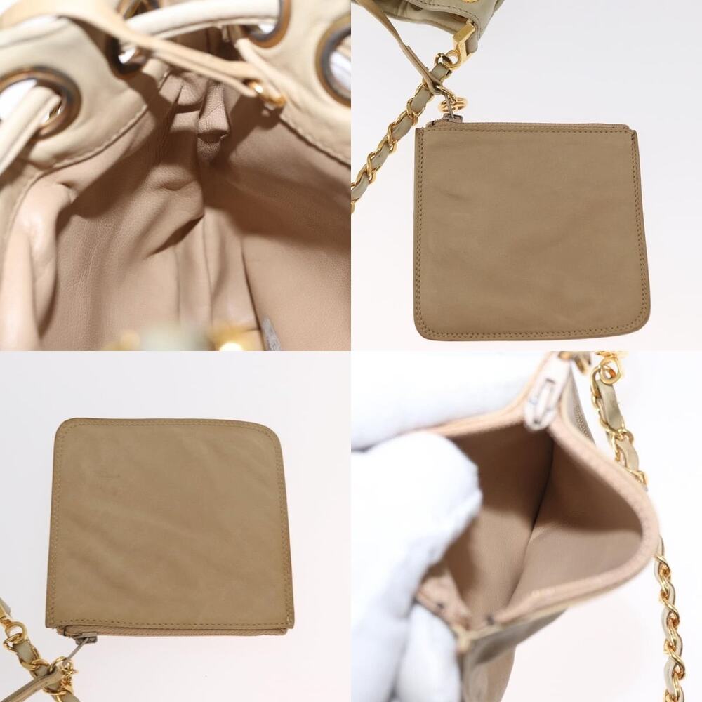 Chanel Chain Shoulder Bag Leather Ivory Gold CC - Picture 7 of 7